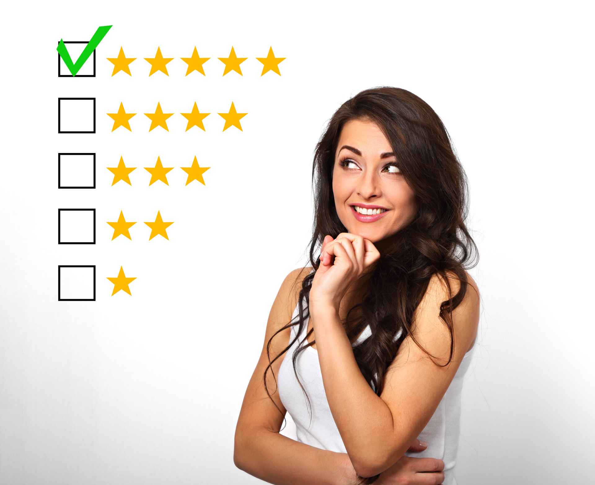 Femme souriante et satisfaite Femme souriante et satisfaite