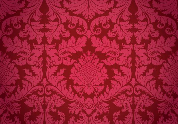 Red damask pineapple pattern curtain at swinger club Red damask pineapple pattern curtain at swinger club