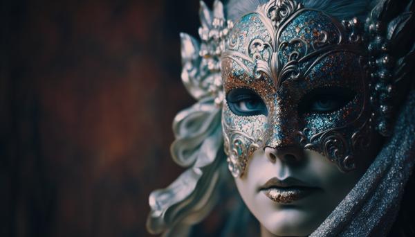 an illustration of a woman's face wearing an elaborate Mardi Gras mask for Naughty Nawlins an illustration of a woman's face wearing an elaborate Mardi Gras mask for Naughty Nawlins
