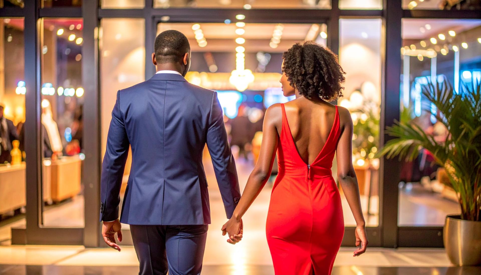 couple approaching the entrance of a nightclub