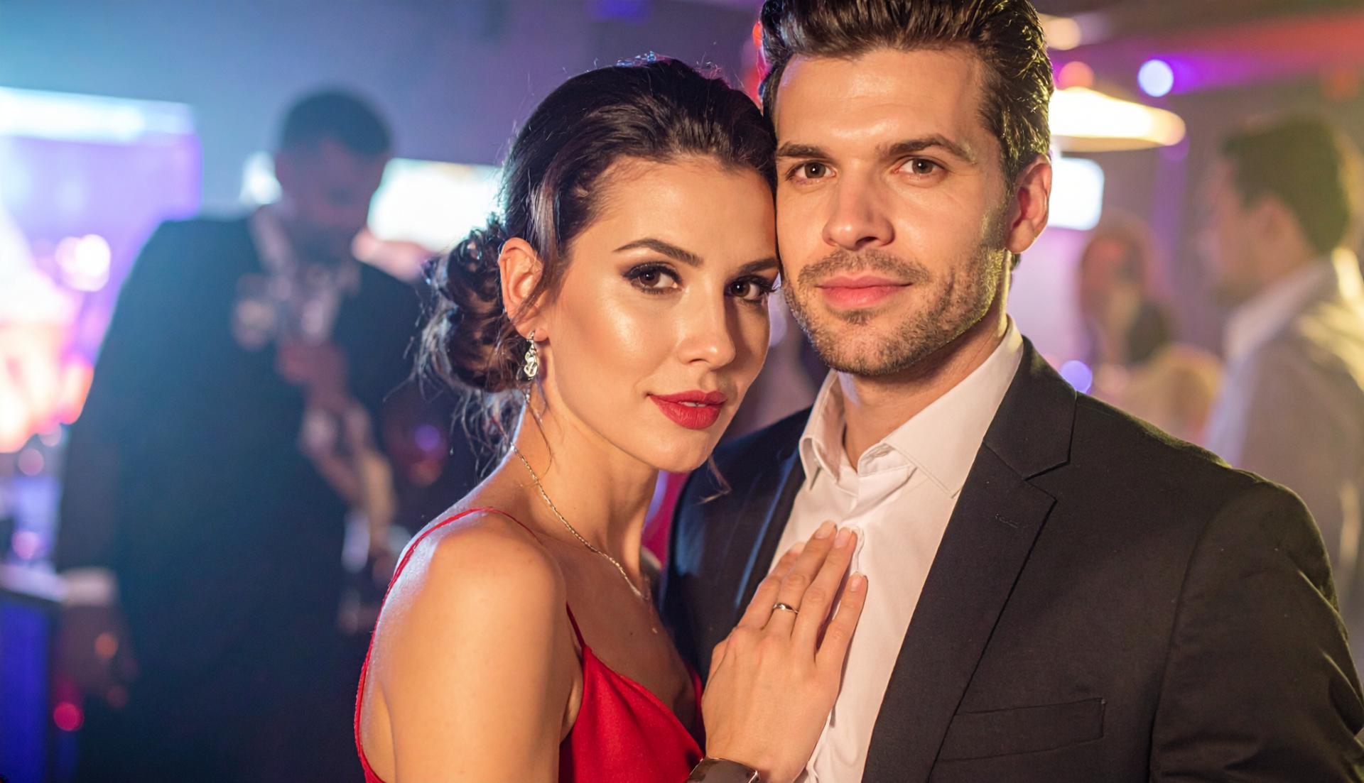 well dressed couple at a nightclub