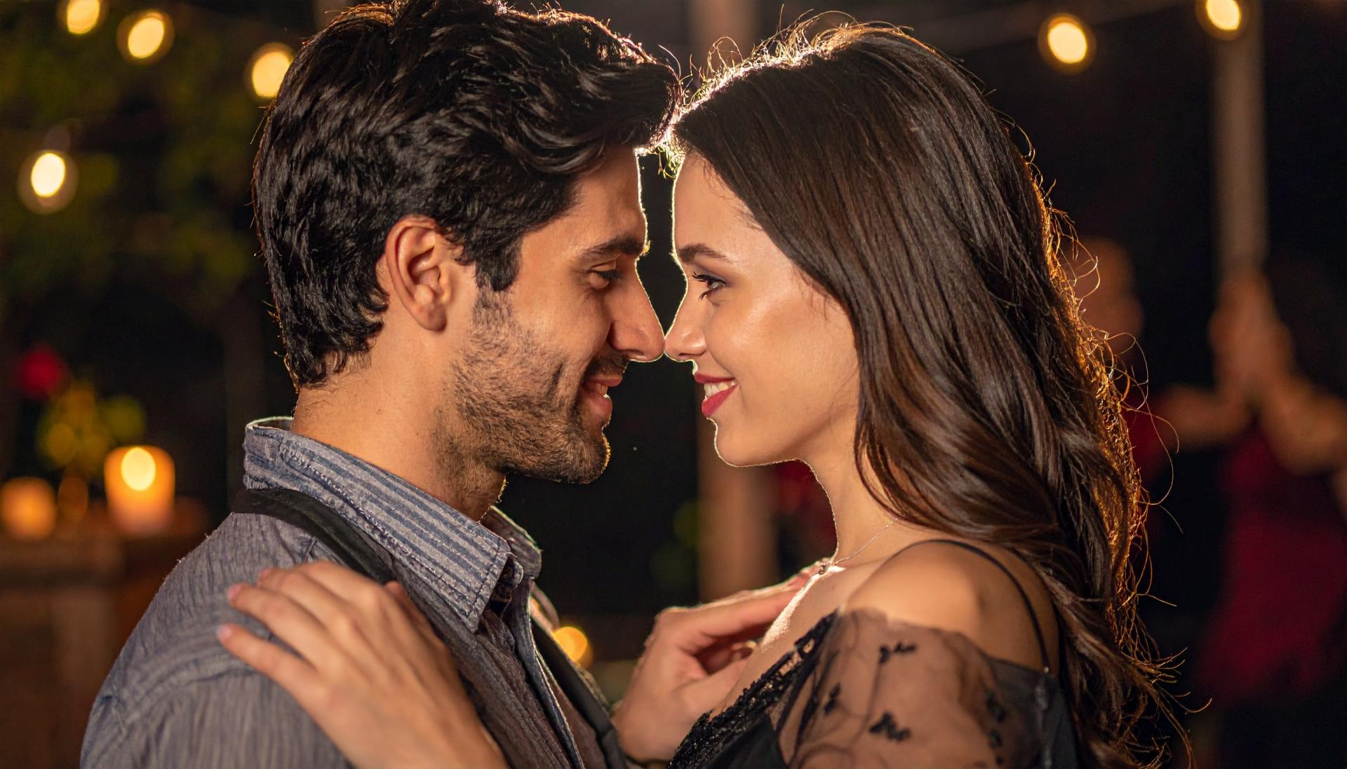 loving couple in a casual party setting