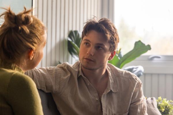 a couple engaged in a serious conversation